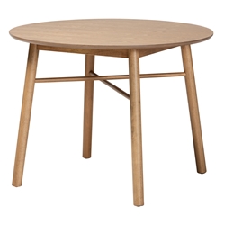 Baxton Studio Denmark Mid-Century Modern French Oak Brown Finished Rubberwood Dining Table